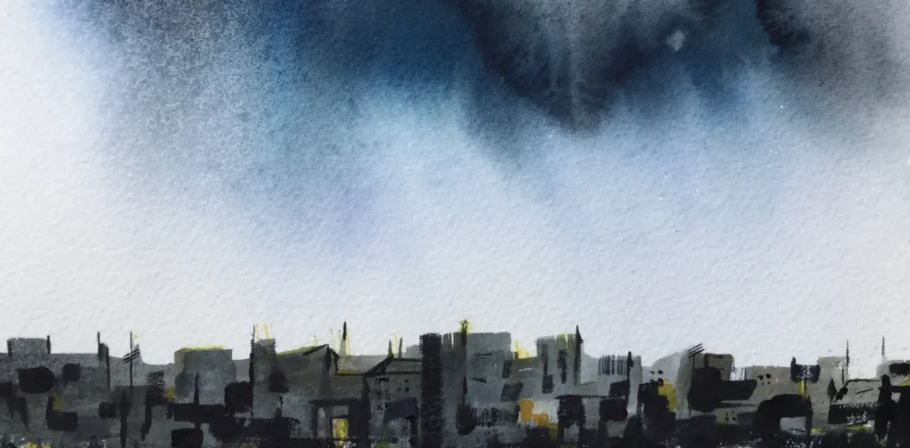 City Storm (watercolour)