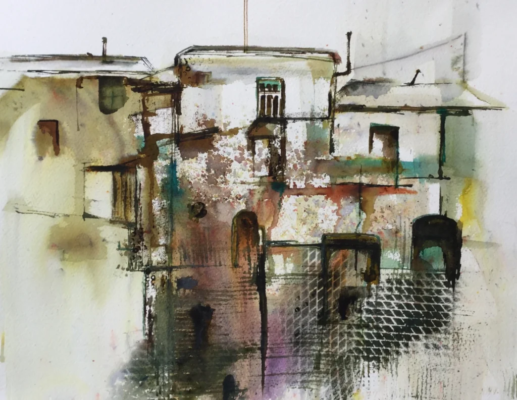 Greek Buildings (mixed media)