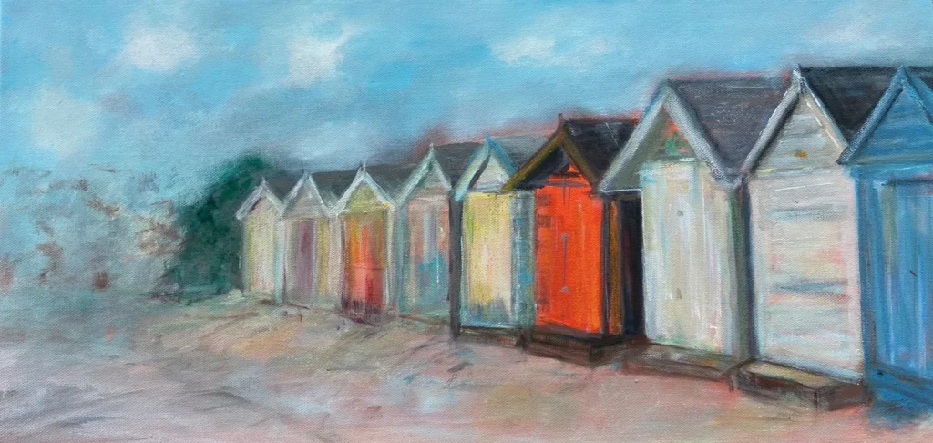 Hill Head beach huts (acrylic)